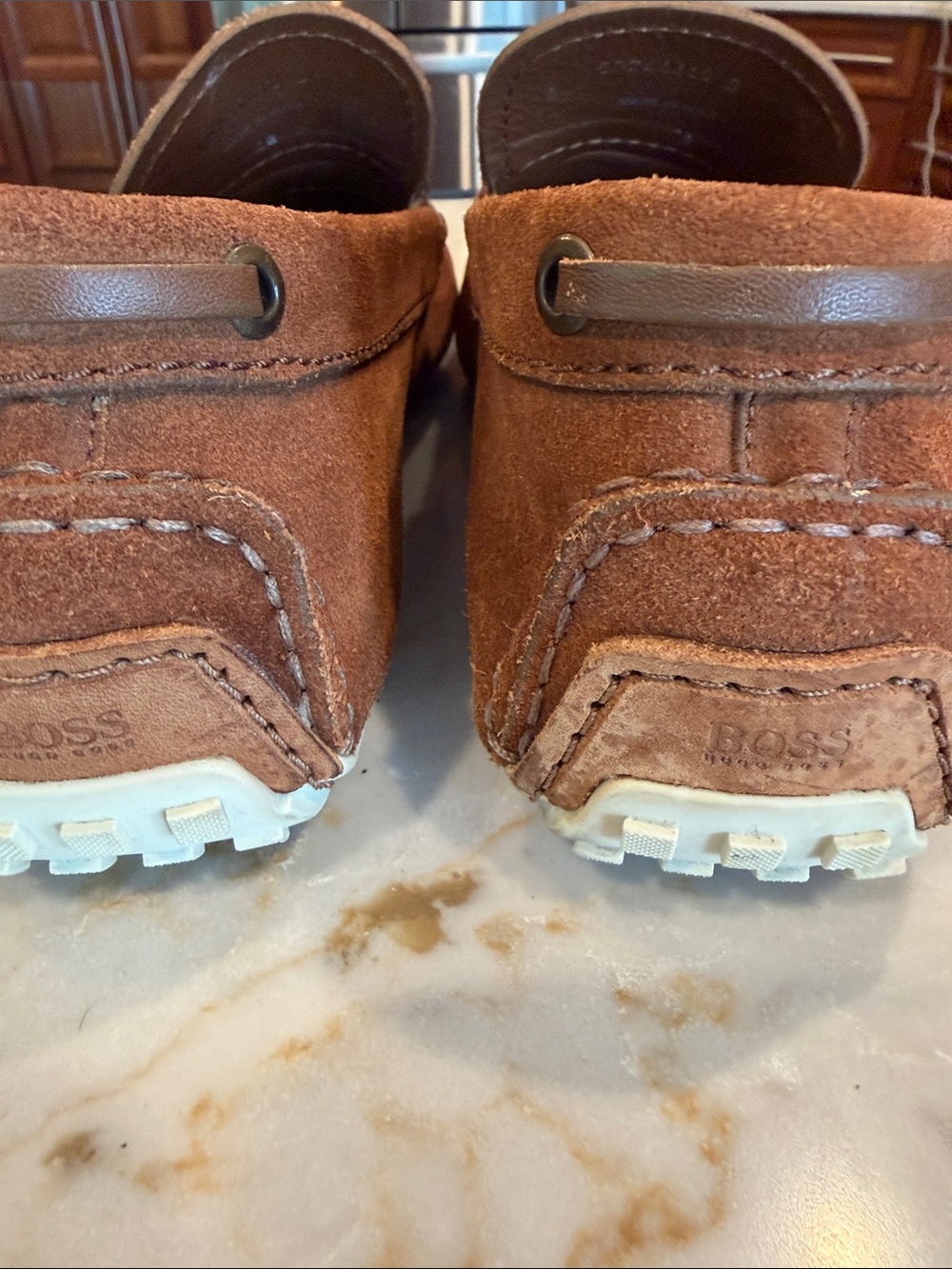 Boss Suede Driving Loafers in Cognac Brown - Picture 8 of 8